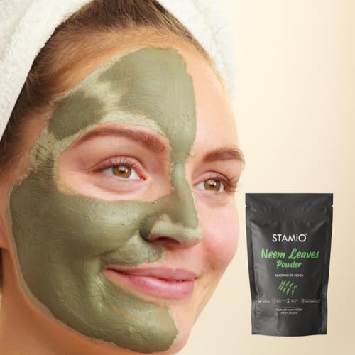 STAMIO Neem Leaves Powder 250 gm for Face Pack, Skin Care, Hair Mask, Plants, Acne, Pimples | Sun Dried Natural Azadirachta Indica | Suitable For All Skin Types Men & Women use | In Pouch 8.82 oz - Image 4