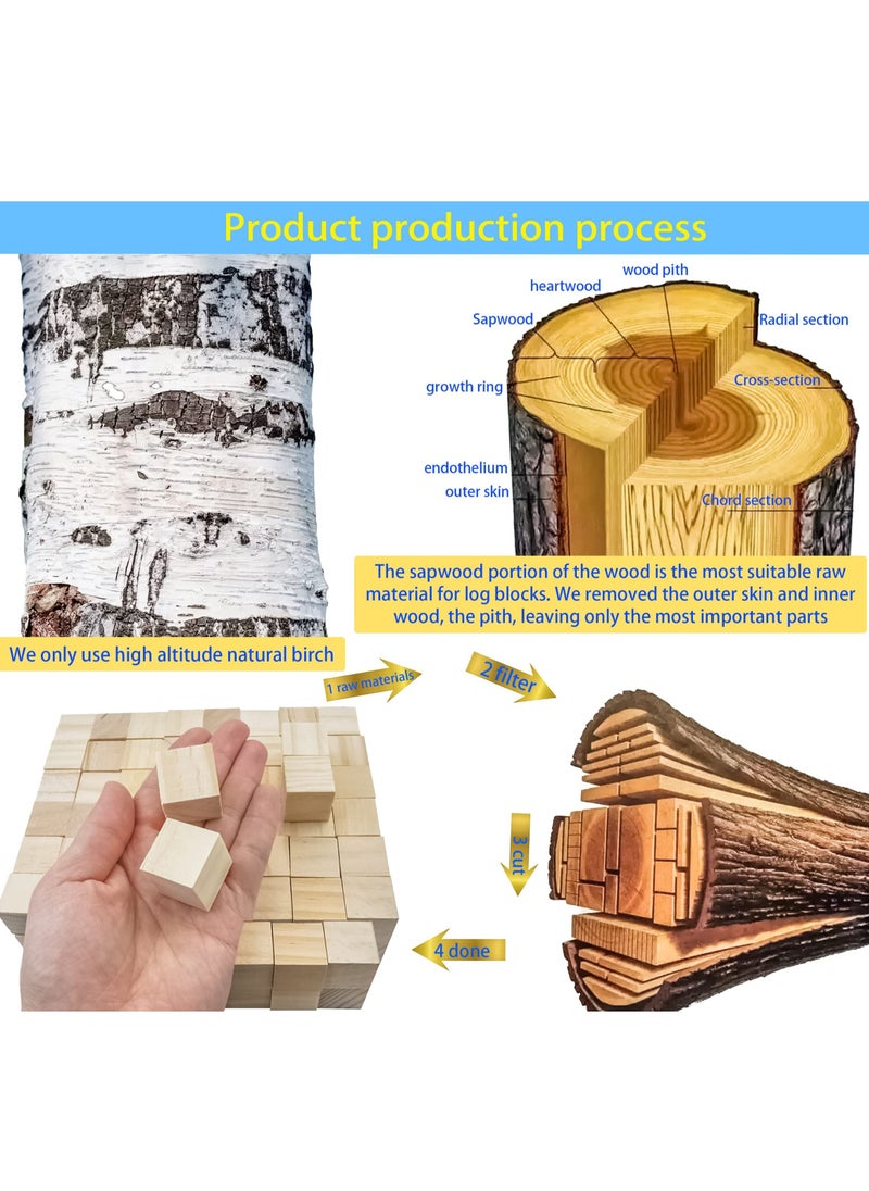 KASTWAVE - 50 Pieces 1 Inch Wooden Cubes, Solid Wooden Blocks, Blank Wood Square Blocks , Puzzle Making Premium Natural Solid Wood Wooden Block Set for Painting Decorating Crafting DIY Projects - Image 1