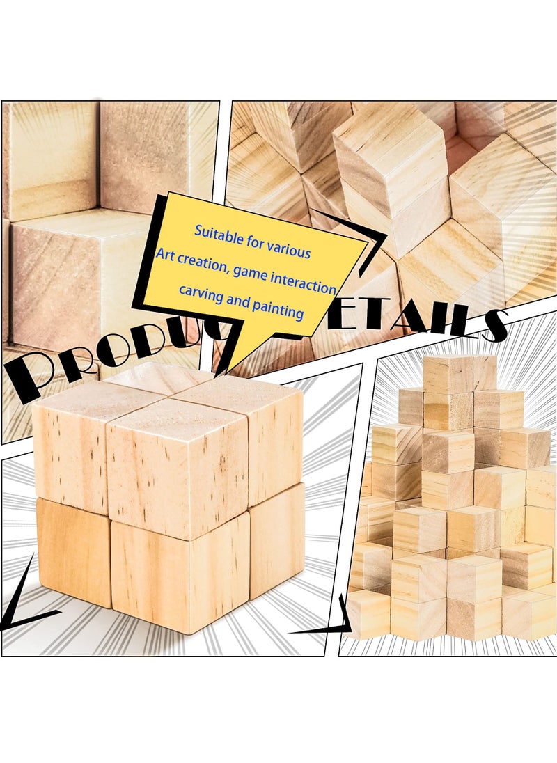 KASTWAVE - 50 Pieces 1 Inch Wooden Cubes, Solid Wooden Blocks, Blank Wood Square Blocks , Puzzle Making Premium Natural Solid Wood Wooden Block Set for Painting Decorating Crafting DIY Projects - Image 1
