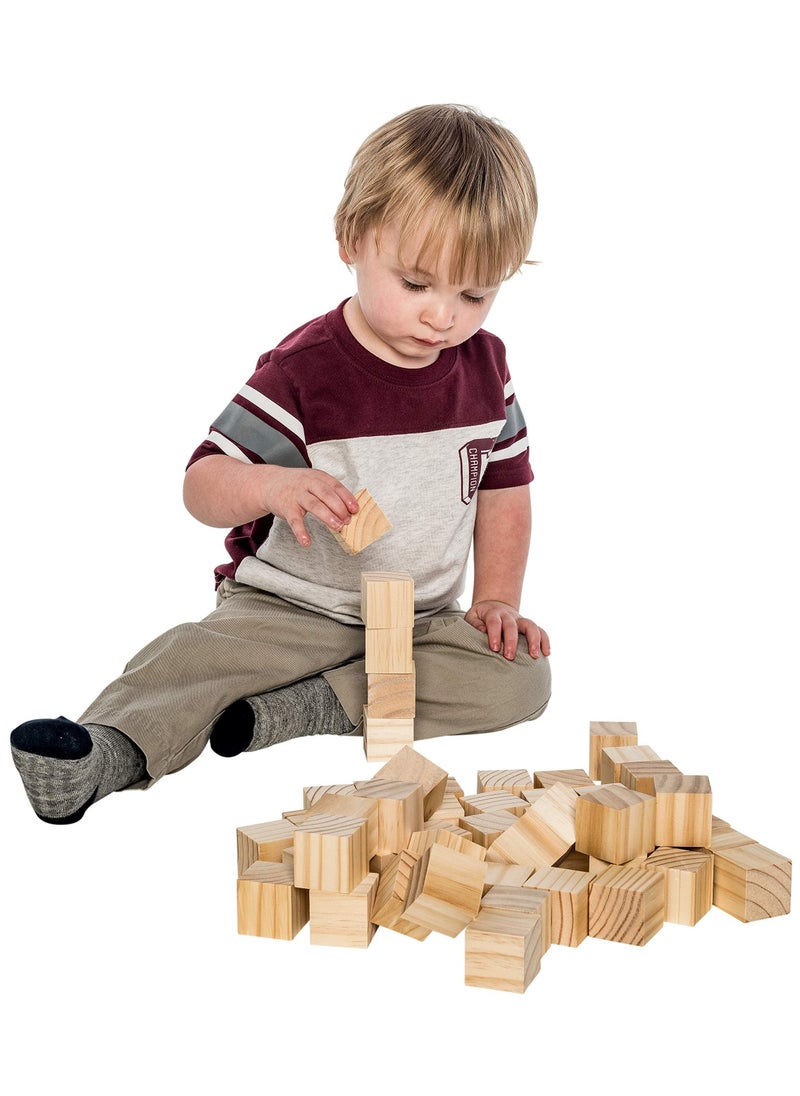 KASTWAVE - 50 Pieces 1 Inch Wooden Cubes, Solid Wooden Blocks, Blank Wood Square Blocks , Puzzle Making Premium Natural Solid Wood Wooden Block Set for Painting Decorating Crafting DIY Projects - Image 1
