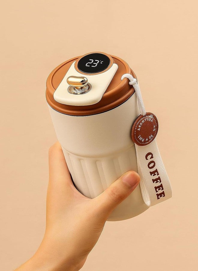 Roslen Coffee Travel Mug with Smart Temperature Display, Double Walled Stainless Steel Tumbler, Vacuum Insulated Coffee Mug Leakproof Lid, Double Walled Reusable Coffee Cup for Hot and Cold (Brown) - Image 4