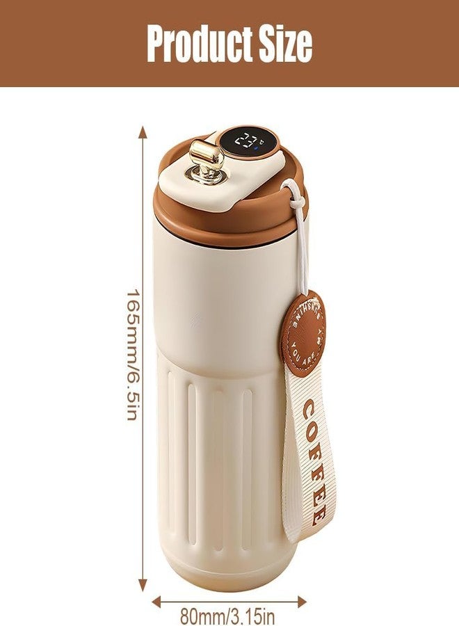 Roslen Coffee Travel Mug with Smart Temperature Display, Double Walled Stainless Steel Tumbler, Vacuum Insulated Coffee Mug Leakproof Lid, Double Walled Reusable Coffee Cup for Hot and Cold (Brown) - Image 2