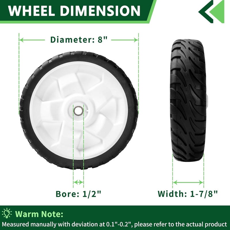 TENGMUJX 2 Pack 8" Front Drive Wheels Fit for Toro 20330 20331 20339 20371 Self Propelled Mower FWD 22" Recycler Replaces OEM Toro 119-0311 137-4832 115-2878 Stens 205-360 - Image 2