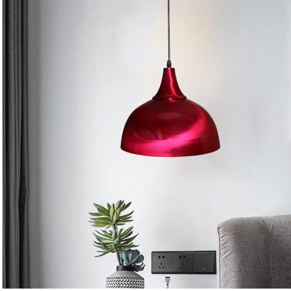 kinis 10 Inch Bowl Decorative Hanging Lamp/Pendant Lamp/Ceiling Light to Décor Home/Living Room/Bedroom/Office/Dining/Cafe/Restaurants, Maroon (Pack of 1, with Bulb) - Image 1