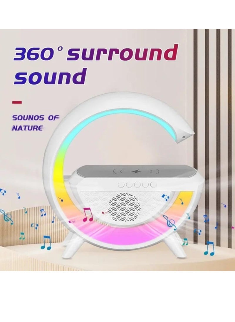 Gravity Bluetooth Audio Night Light G Shaped Speaker with Wireless Charger Stereo Surround Bass Music Box for Bedroom, for Teenage Girls Boy Men Women White - Image 3