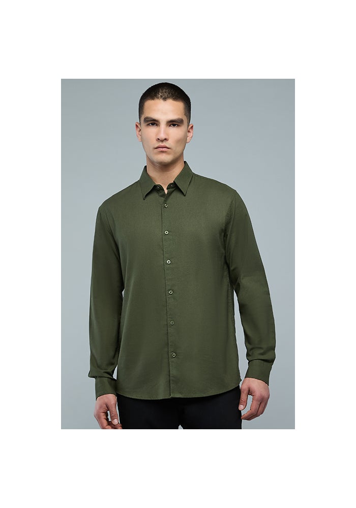 R&B Textured Shirt with Classic Collar and Long Sleeves - Image 1