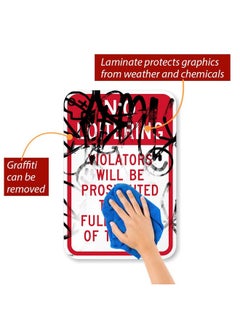 سمارت ساين SmartSign - K-7044-AL-12x18 "ممنوع التسكع - سيتم مقاضاة المخالفين" | 12 بوصة × 18 بوصة من الألومنيوم باللون الأحمر على الأبيض  - Image 2