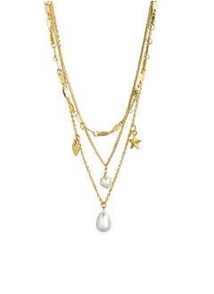Just Peachy Just Peachy Gold-Plated Layered Chain Necklace – Multi-Layered Elegance, Lightweight & Comfortable, Hypoallergenic Jewelry for Women, Perfect for Casual & Formal Occasions, Durable & Chic  - Image 1