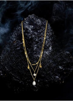 Just Peachy Just Peachy Gold-Plated Layered Chain Necklace – Multi-Layered Elegance, Lightweight & Comfortable, Hypoallergenic Jewelry for Women, Perfect for Casual & Formal Occasions, Durable & Chic  - Image 3