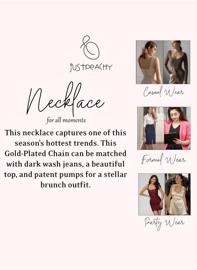 Just Peachy Just Peachy Gold-Plated Layered Chain Necklace – Multi-Layered Elegance, Lightweight & Comfortable, Hypoallergenic Jewelry for Women, Perfect for Casual & Formal Occasions, Durable & Chic  - Image 5