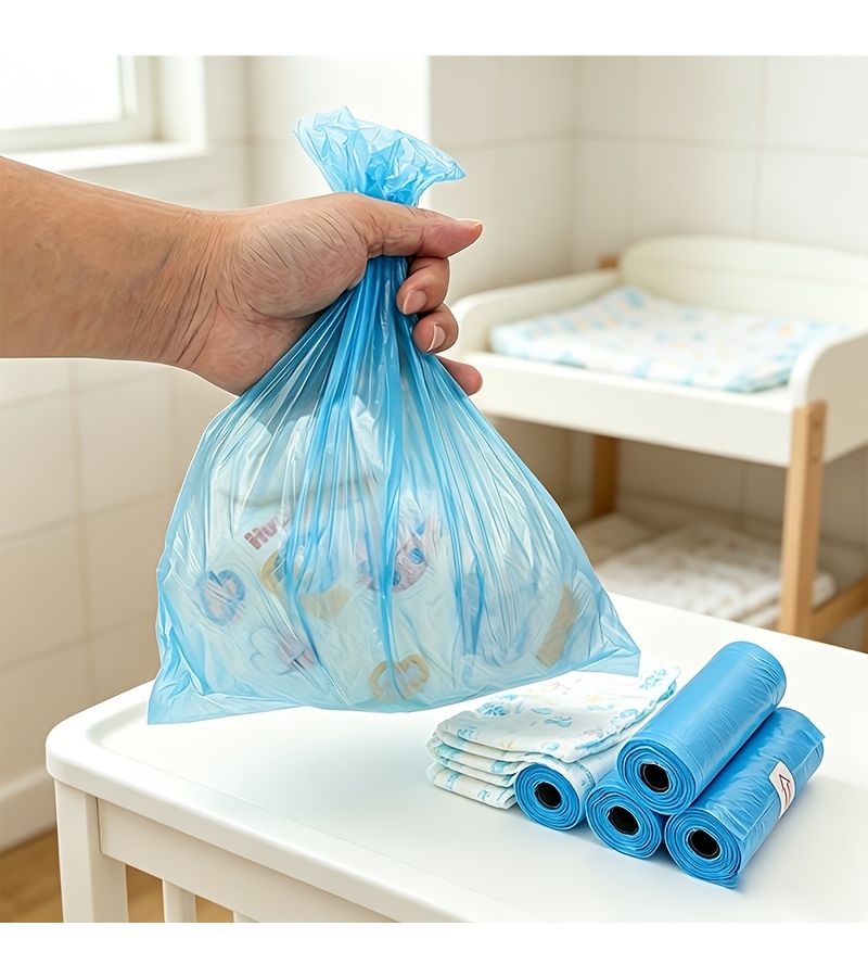 5 Pcs Set Portable Travel Diaper Bag Dispenser And Blue Garbage Waste Bags Replacement Bags - Image 1