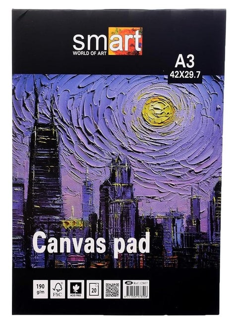 Smart REF12807 High Quality A3 Canvas Pad 42 X 29.7cm 190g 20 White Sheets