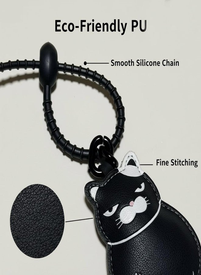 JOJO essentials Unique Leather Keychain & Bag Charms for Car, Bike, Keys & Backpacks - Scratch-Free Silicone Loop, Cute Cool Cat Keyring, Gift for Friends (Attitude Cat) - Image 2