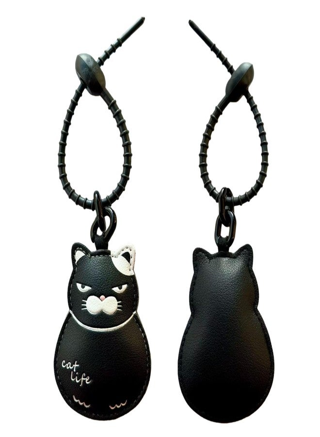 JOJO essentials Unique Leather Keychain & Bag Charms for Car, Bike, Keys & Backpacks - Scratch-Free Silicone Loop, Cute Cool Cat Keyring, Gift for Friends (Attitude Cat) - Image 1