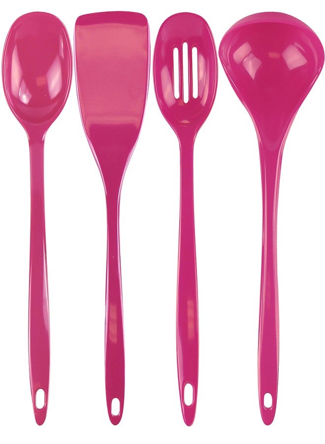 Reston Lloyd 100% Melamine Kitchen Utensil Set, Non Scratching Ladle, Spoon, Slotted Spoon & Spatula, Easy To Hold, Set of 4, Magenta - Image 1