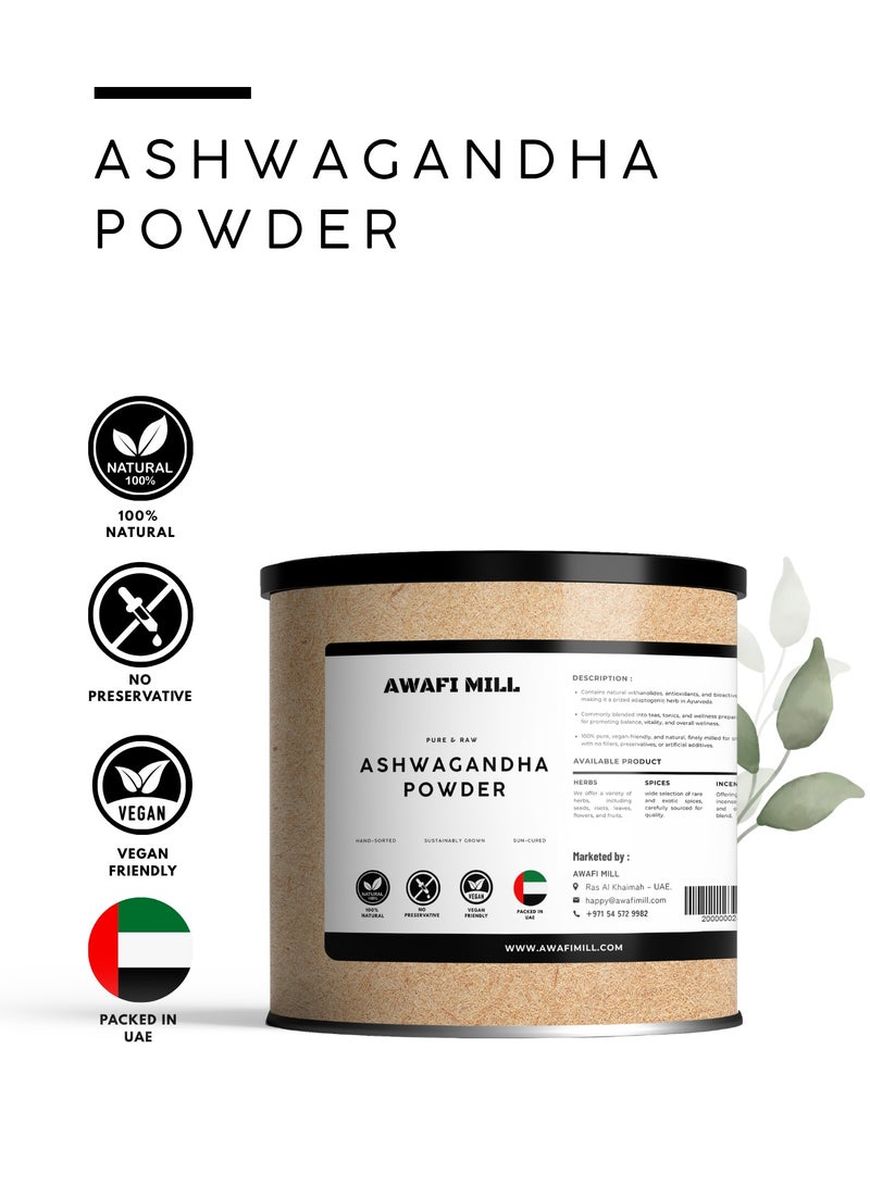 AWAFI MILL Ashwagandha Root Powder (Withania somnifera) | Finely Ground Indian Ginseng for Smoothies, Herbal Tea & Cooking Use | Earthy, Nutty Flavor -  100 g | 3.5 Oz - Image 3