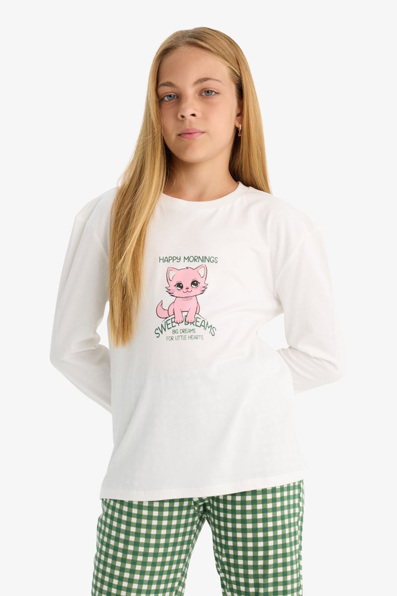 ديفاكتو طقم بيجاما بناتي كاروهات قصة عادية - قطعتين - Image 4