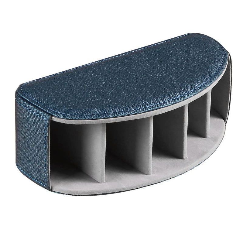 Arniche Leather Remote Control Holder,TV Remote Caddy with 5 Compartments,Desktop Organizer,for Store TV,DVD,Blu-Ray,Media Player,Heater Controllers(Blue) - Image 4