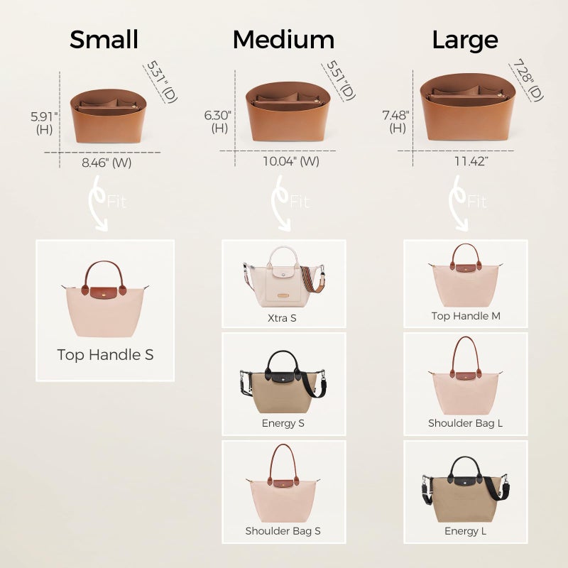ZTUJO Purse Organizer Insert For Handbags For Le Pliage, Ultra-light Waterproof DupontPaper Upgraded Purse Organizer Insert (Black, Medium) - Image 2