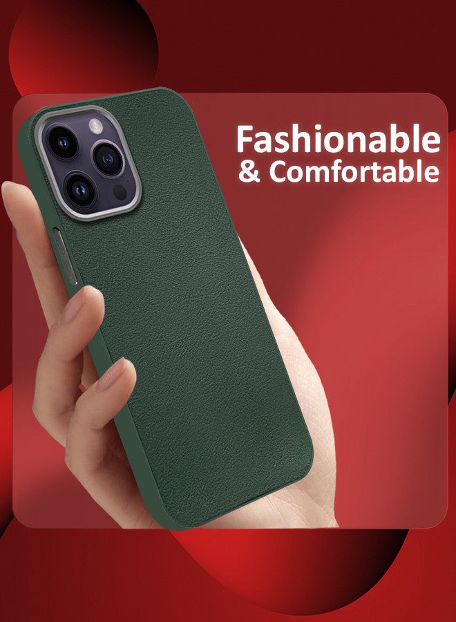 CATANES (for iPhone 14 Pro Max) 3 Pack Case Cover and 2 Screen Protectors Leather Case with Lens Frame Shockproof Full Body Protective Cover Green - Image 4