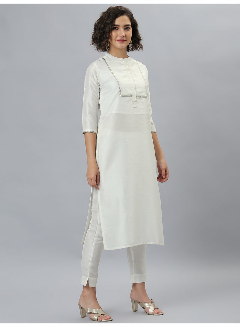 Miss Noor India Women Ethnic Suhani Kurta And Pant Set With Wine Dupatta  - Image 4