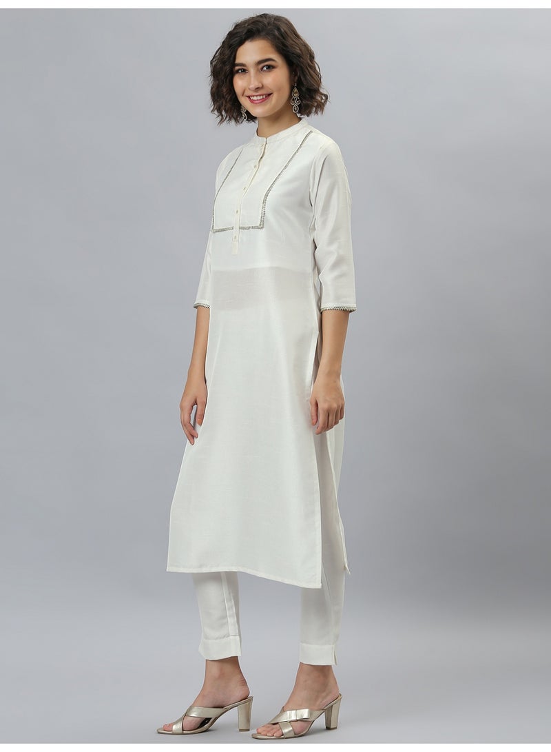 Miss Noor India Women Ethnic Suhani Kurta And Pant Set With Wine Dupatta  - Image 3