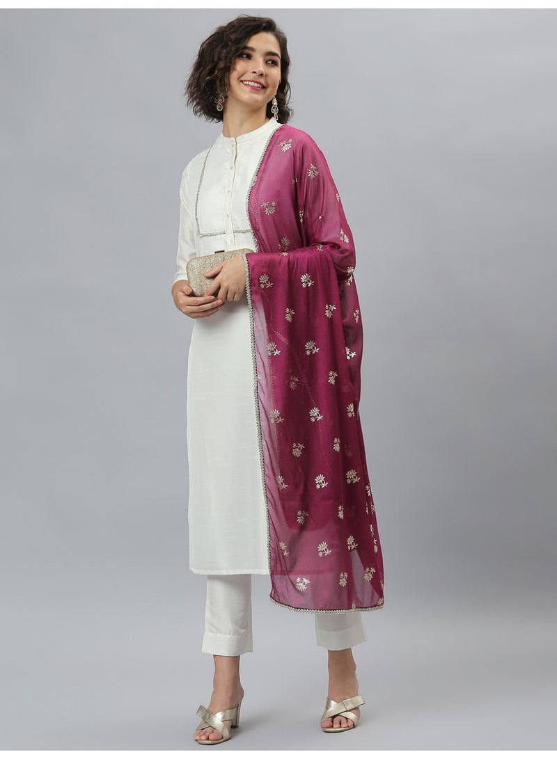 Miss Noor India Women Ethnic Suhani Kurta And Pant Set With Wine Dupatta  - Image 1
