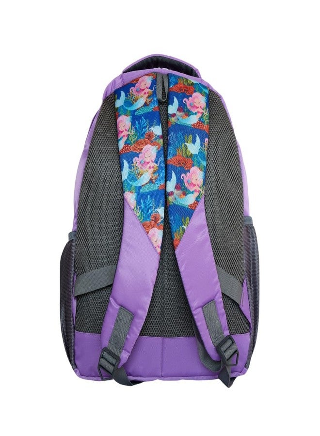 Echo Boomers Mermaid Design Print Backpack|17 inch - 3 Compartment School Bags for Kids with Zipper Closure - Purple - Image 4