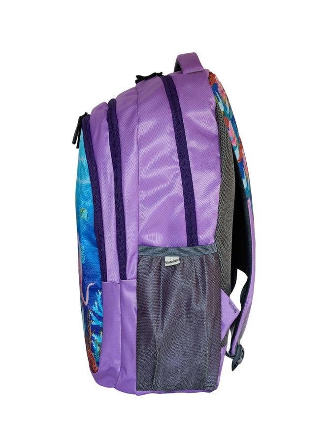 Echo Boomers Mermaid Design Print Backpack|17 inch - 3 Compartment School Bags for Kids with Zipper Closure - Purple - Image 3