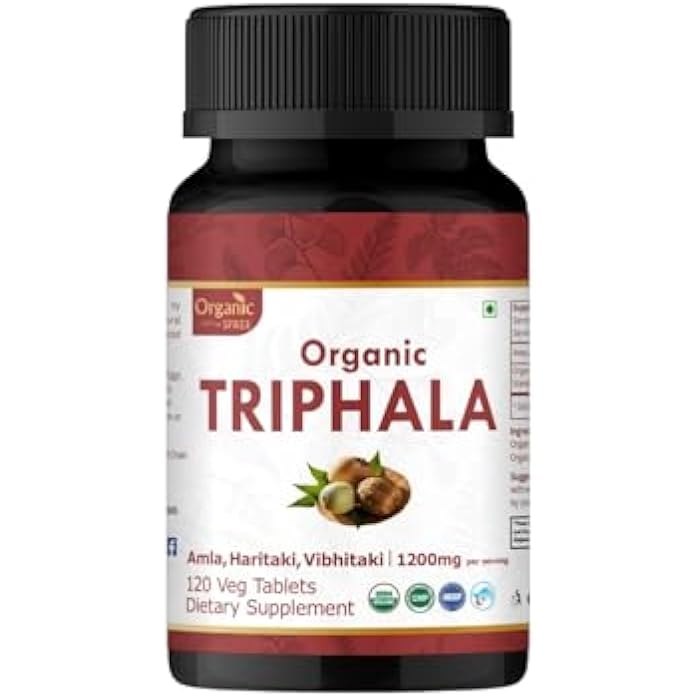 ORGANIC SPREE Triphala 120 Tablets | Amla, Haritaki & Bibhitaki | Herbal Supplement for Digestion and Detox* | 1200mg per Serving | Organic and Natural | USDA Certified 120tab - Image 1
