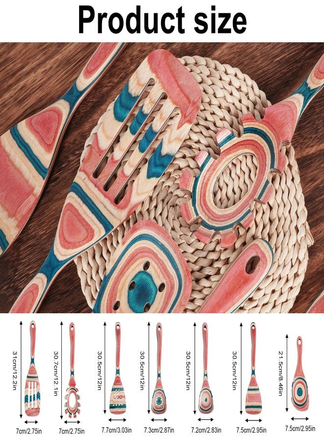 MYRAINBOW Wooden Spoons for Cooking - 7 Piece Pakkawood Kitchen Utensils Set with Spatulas, Spoons, Ladles, and Turner for Mixing, Serving & Cooking - Image 3