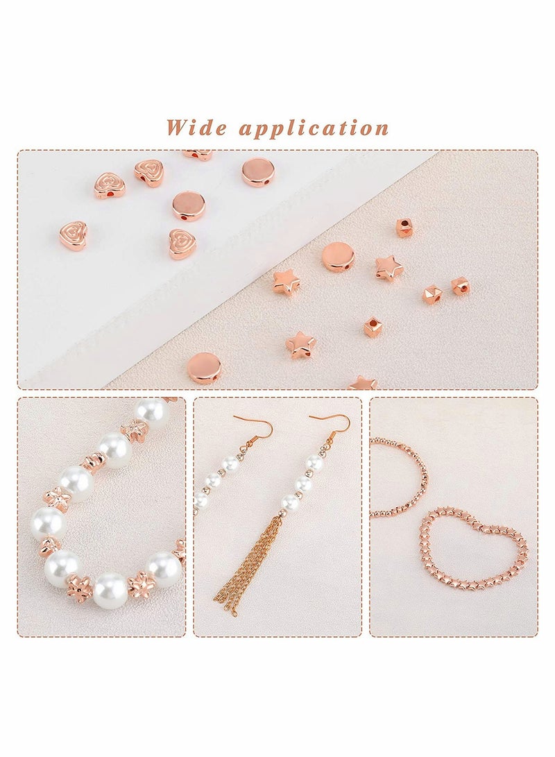 1200 Premium Spacer Beads Set for Jewelry Making Star Round Heart Flower Flat Disc Beads Champagne Color  - Image 5