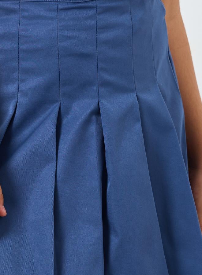 ستايلي تنورة بناتي كلوش كحلي مطوي - Image 3