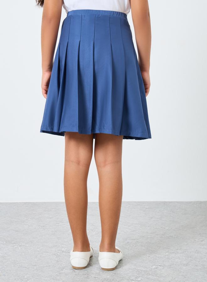 ستايلي تنورة بناتي كلوش كحلي مطوي - Image 4