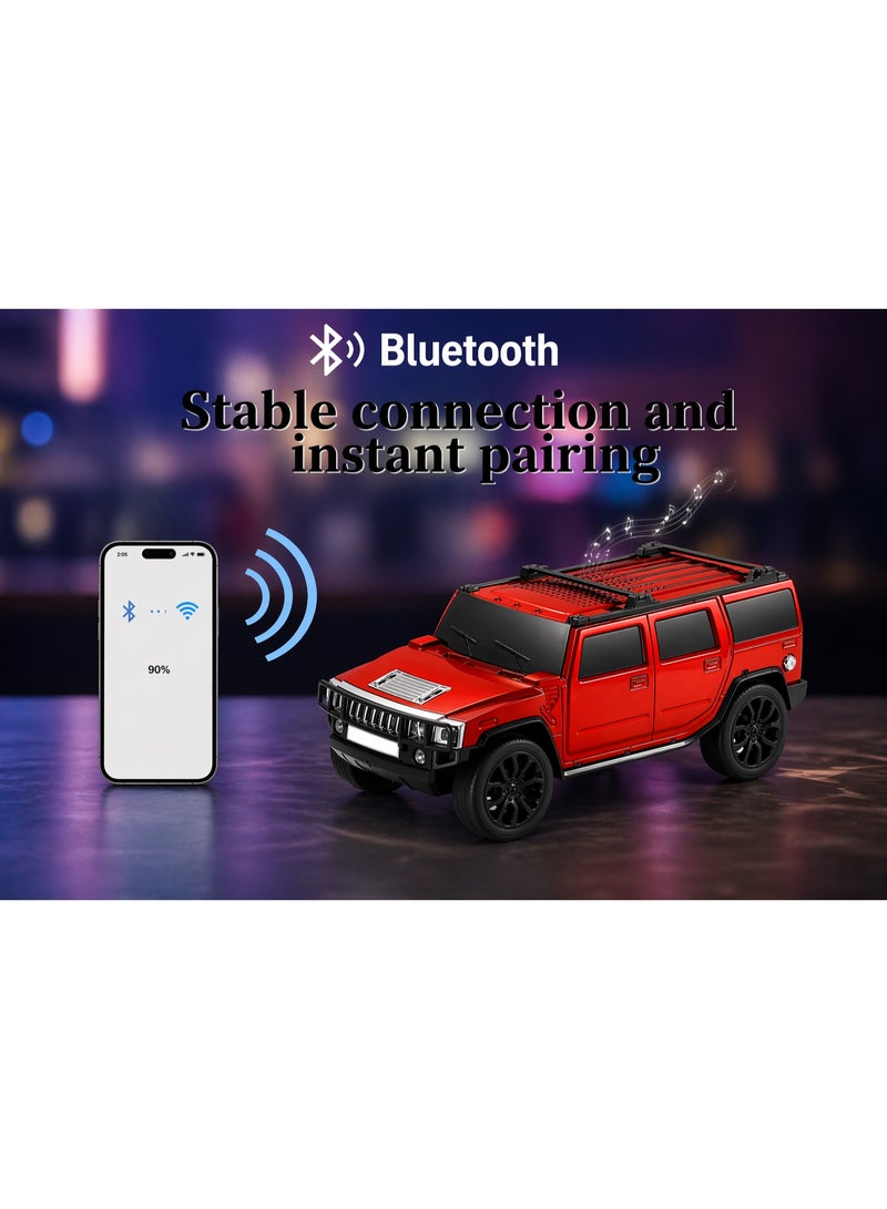 Hedge WS-590 Car Shape Bluetooth Speaker with FM Radio, USB/TF Card Support, TWS Pairing, 8W Output 1500mAh Rechargeable Battery, Portable Wireless Speaker with Hands-Free Calling Red - Image 2