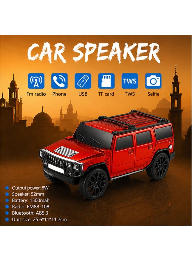 Hedge WS-590 Car Shape Bluetooth Speaker with FM Radio, USB/TF Card Support, TWS Pairing, 8W Output 1500mAh Rechargeable Battery, Portable Wireless Speaker with Hands-Free Calling Red - Image 4