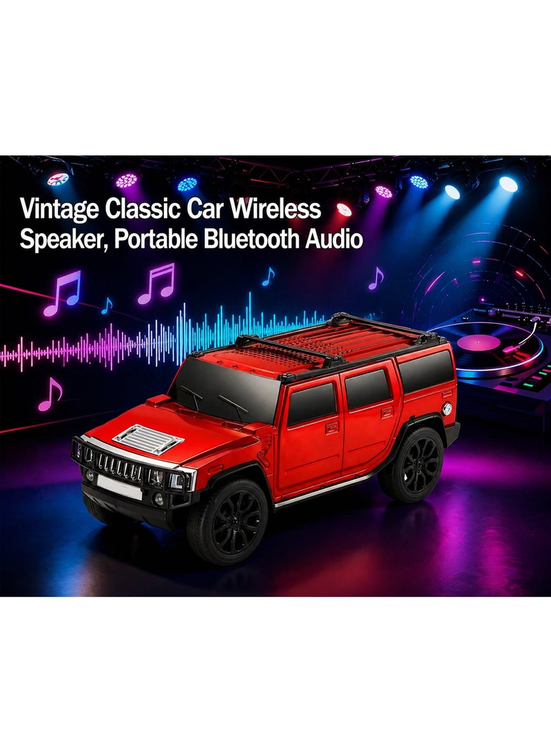 Hedge WS-590 Car Shape Bluetooth Speaker with FM Radio, USB/TF Card Support, TWS Pairing, 8W Output 1500mAh Rechargeable Battery, Portable Wireless Speaker with Hands-Free Calling Red - Image 3