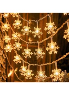 Snowflake String Lights, 12M/39ft 100 LED Fairy Lights Solar Powered, 8 Modes Outdoor Indoor with Remote & Timer for Home, Balcony, Warm White