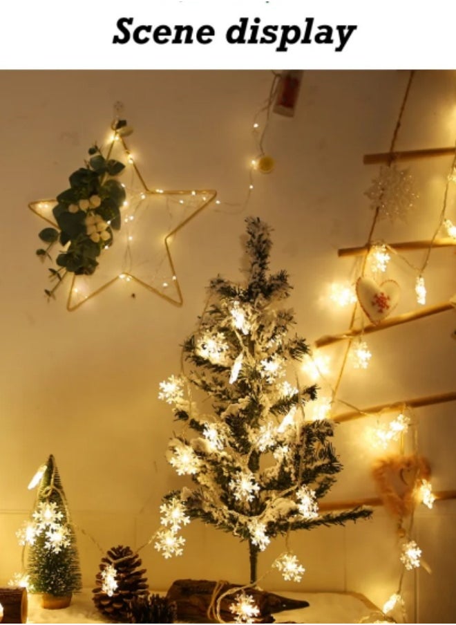 GGEROU Snowflake String Lights, 12M/39ft 100 LED Fairy Lights Solar Powered, 8 Modes Outdoor Indoor with Remote & Timer for Home, Balcony, Warm White  - Image 2