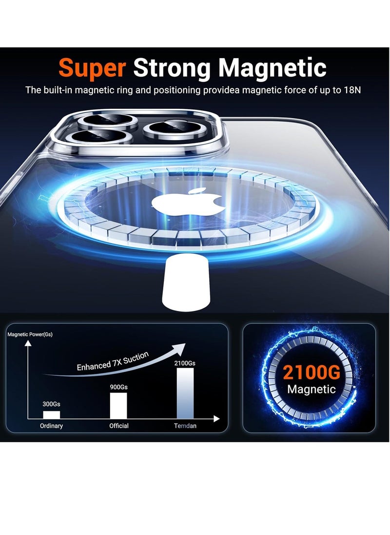 vesus Magnetic for iPhone 15 Pro Max Case Clear, [Compatible with Magsafe] [Not Yellowing] Slim Shockproof for iPhone 15 Pro Max Case,Clear - Image 2