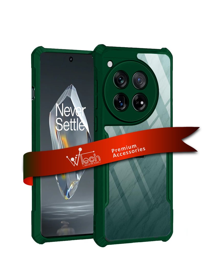 دبليو تيك غطاء حماية نحيف من السيليكون TPU مع مصدات درع مرتفعة لهاتف OnePlus Ace 3 / OnePlus 12R 5G 2024 أخضر داكن - Image 1