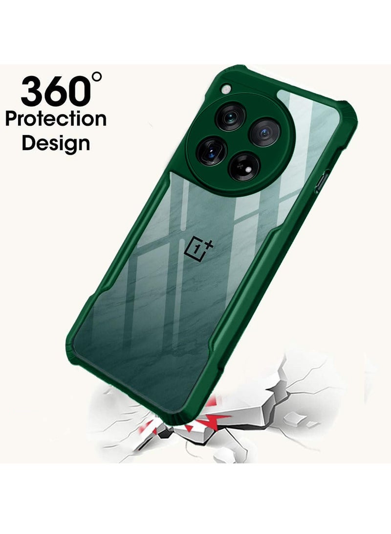 دبليو تيك غطاء حماية نحيف من السيليكون TPU مع مصدات درع مرتفعة لهاتف OnePlus Ace 3 / OnePlus 12R 5G 2024 أخضر داكن - Image 2