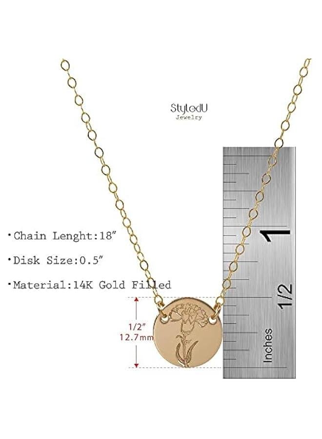 Arabest January Birth Flower Necklace for Women, 14K Gold Filled Carnation Pendant Necklace, Personalized January Birthday Gift, Personalized Birth Month Flower Jewelry - Image 4