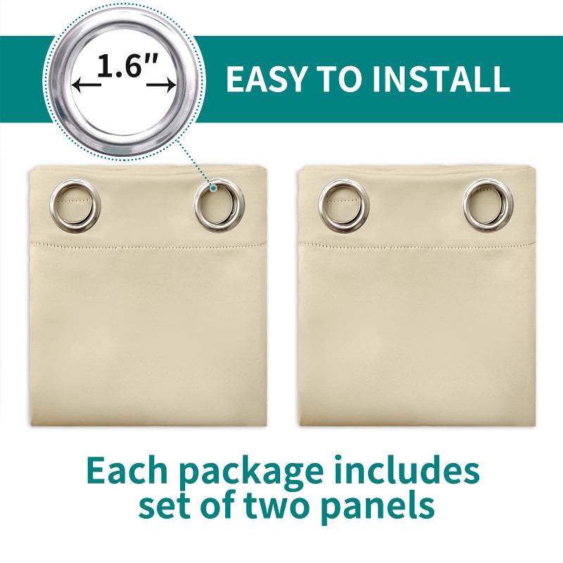 BGment Room Darkening Curtains for Bedroom - Grommet Thermal Insulated Window Treatments Light Blocking Curtains for Living Room  Set of 2 Panels  Each 55 x 69 Inch  Beige - Image 3