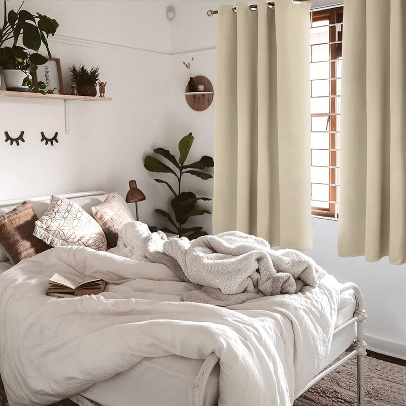 BGment Room Darkening Curtains for Bedroom - Grommet Thermal Insulated Window Treatments Light Blocking Curtains for Living Room  Set of 2 Panels  Each 55 x 69 Inch  Beige - Image 2