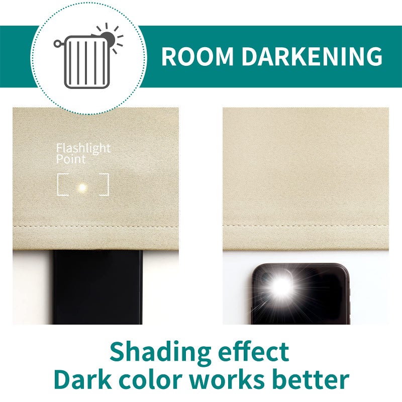 BGment Room Darkening Curtains for Bedroom - Grommet Thermal Insulated Window Treatments Light Blocking Curtains for Living Room  Set of 2 Panels  Each 55 x 69 Inch  Beige - Image 5