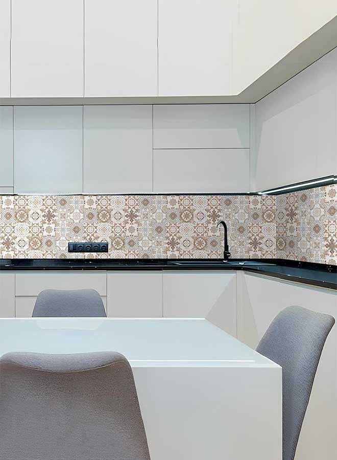 رَوَائِد ٢٤ قطعة من ملصقات بلاط التقشير واللصق، تصميم بوهيمي – ديكور DIY للمطبخ أو الغرفة، بلاط خلفية يُلصق مباشرة، ملصقات حائط من الفينيل مقاومة للماء للمطبخ والحمام، مقاس 6×6 إنش - Image 5