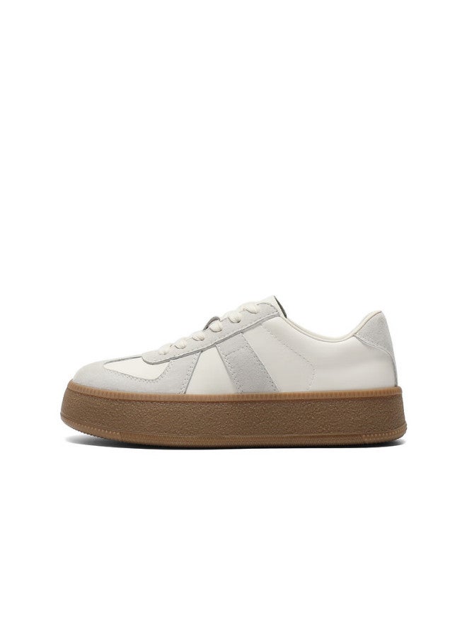 Belle Chestnut Pastry Retro Thick Sole Height Increasing German Trainer Women New Colorblock Casual Shoes Jd002cm5 Off-white Size 35 - Image 3