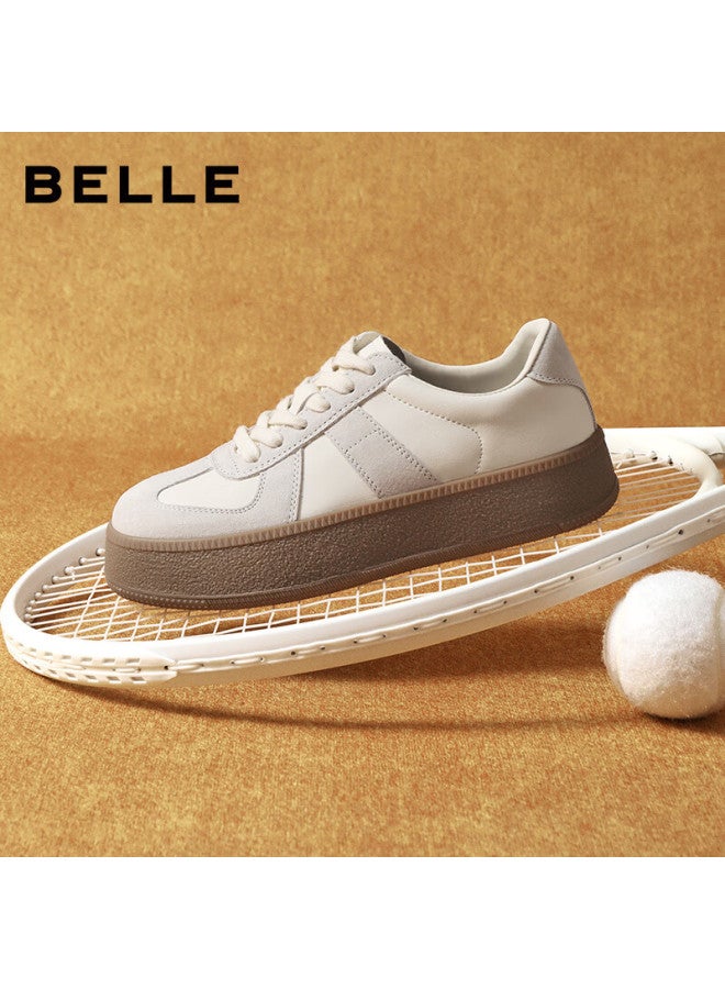 Belle Chestnut Pastry Retro Thick Sole Height Increasing German Trainer Women New Colorblock Casual Shoes Jd002cm5 Off-white Size 35 - Image 2
