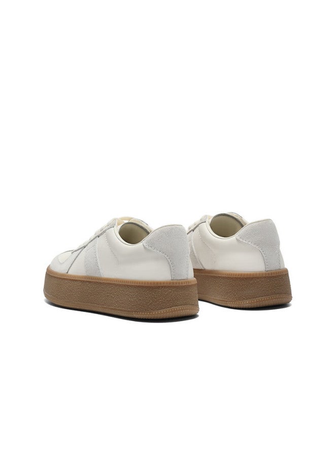 Belle Chestnut Pastry Retro Thick Sole Height Increasing German Trainer Women New Colorblock Casual Shoes Jd002cm5 Off-white Size 35 - Image 4